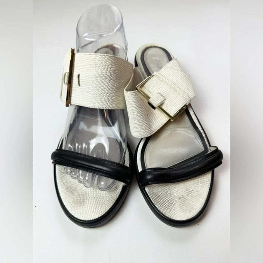 Jason Wu Bicolor White Black Buckled Double Band Heeled Sandals Sz 41 US‎ 10 KC